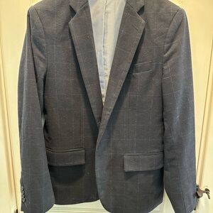 Banana Republic Navy Wool Plaid Blazer - 38S